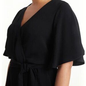 Eloquii Black Flutter Sleeve Jumpsuit | Size 14/16